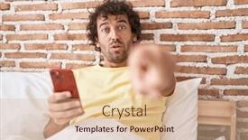  Presentation with smartphone - Slide deck enhanced with hispanic-young-man-using-smartphone background and a  colored foreground