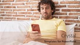  Presentation with attitude - Slide deck featuring hispanic-young-man-using-smartphone background and a coral colored foreground