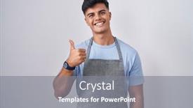  Presentation with apron - Slides having hispanic-young-man-wearing-apron background and a gray colored foreground