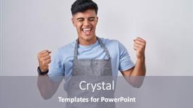  Presentation with apron - Slide deck enhanced with hispanic-young-man-wearing-apron background and a gray colored foreground