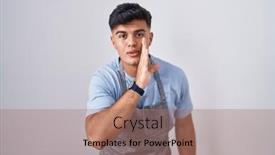  Presentation with apron - Presentation theme featuring hispanic-young-man-wearing-apron background and a coral colored foreground