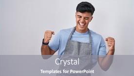  Presentation with hispanic heritage celebration - Slide set enhanced with hispanic-young-man-wearing-apron background and a gray colored foreground