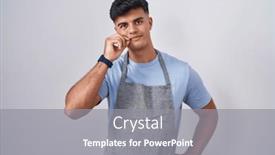  Presentation with lips mouth - Slide deck having hispanic-young-man-wearing-apron background and a gray colored foreground