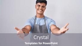  Presentation with acceptance - Slide set enhanced with hispanic-young-man-wearing-apron background and a gray colored foreground