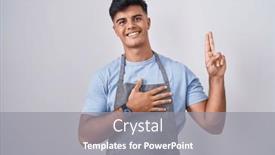  Presentation with apron - PPT layouts featuring hispanic-young-man-wearing-apron background and a gray colored foreground