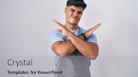  Presentation with apron - Slide set enhanced with hispanic-young-man-wearing-apron background and a light gray colored foreground