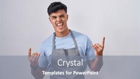  Presentation with rock star - Slide deck with hispanic-young-man-wearing-apron background and a gray colored foreground