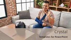  Presentation with accident - Theme featuring hispanic-young-man-wearing-arm background and a mint green colored foreground