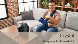  Presentation with accident - Theme consisting of hispanic-young-man-wearing-arm background and a mint green colored foreground