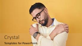  Presentation with self love - Presentation having hispanic-young-man-wearing-business background and a yellow colored foreground