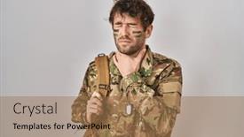  Presentation with infection - Slide deck consisting of hispanic-young-man-wearing-camouflage background and a coral colored foreground