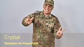  Presentation with hispanic - Presentation design having hispanic-young-man-wearing-camouflage background and a violet colored foreground