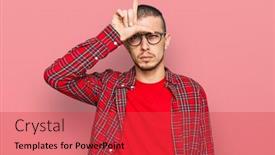  Presentation with casual young people - Slide deck with hispanic-young-man-wearing-casual background and a red colored foreground