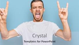  Presentation with rock star - Cool new PPT theme with hispanic-young-man-wearing-casual backdrop and a sky blue colored foreground