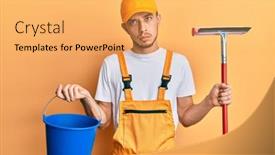  Presentation with looking glass - Slide set with hispanic-young-man-wearing-glass background and a yellow colored foreground