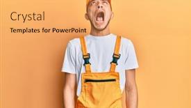  Presentation with handyman - Colorful slide deck enhanced with hispanic-young-man-wearing-handyman backdrop and a yellow colored foreground