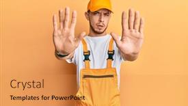  Presentation with handyman - Beautiful slide set featuring hispanic-young-man-wearing-handyman backdrop and a yellow colored foreground