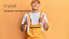  Presentation with handyman - Amazing presentation theme having hispanic-young-man-wearing-handyman backdrop and a yellow colored foreground