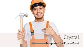  Presentation with self - Presentation theme having hispanic-young-man-wearing-hardhat background and a lemonade colored foreground