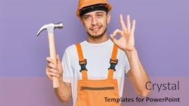  Presentation with hispanic - PPT layouts enhanced with hispanic-young-man-wearing-hardhat background and a coral colored foreground