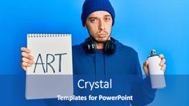  Presentation with graffiti - PPT theme enhanced with hispanic-young-man-wearing-sweatshirt background and a ocean colored foreground