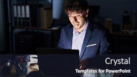  Presentation with office - Slide deck consisting of hispanic-young-man-working background and a wine colored foreground