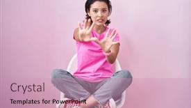  Presentation with panic - Presentation having hispanic-young-woman-sitting background and a coral colored foreground