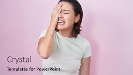 Presentation with face pain - Presentation featuring hispanic-young-woman-standing-over background and a  colored foreground