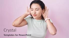  Presentation with deaf - Slide deck consisting of hispanic-young-woman-standing-over background and a lemonade colored foreground