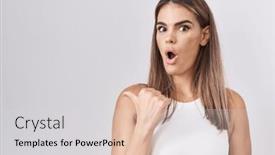  Presentation with mouth - Theme consisting of hispanic-young-woman-standing-over background and a light gray colored foreground