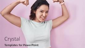  Presentation with fitness - PPT layouts having hispanic-young-woman-standing-over background and a lemonade colored foreground