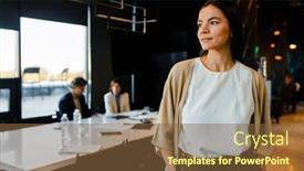  Presentation with meeting - Theme with hispanic-young-woman-standing background and a tawny brown colored foreground