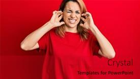  Presentation with noise - Presentation design featuring hispanic-young-woman-wearing-casual background and a crimson colored foreground