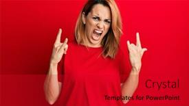  Presentation with red star - PPT theme enhanced with hispanic-young-woman-wearing-casual background and a crimson colored foreground