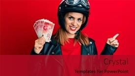  Presentation with motorcycle - Audience pleasing theme consisting of hispanic-young-woman-wearing-motorcycle backdrop and a crimson colored foreground