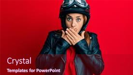  Presentation with motorcycle - PPT layouts with hispanic-young-woman-wearing-motorcycle background and a wine colored foreground