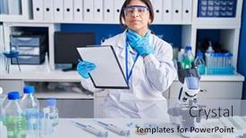  Presentation with sore throat - PPT layouts with hispanic-young-woman-working background and a light blue colored foreground