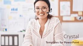  Presentation with working - Presentation theme having hispanic-young-woman-working and a lemonade colored foreground