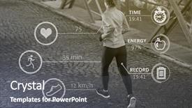  Presentation with statistics - PPT theme consisting of histogram - woman running across the bridge background and a dark gray colored foreground