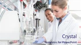  Presentation with laboratory - Beautiful presentation featuring histology - group of scientists with gloves backdrop and a sky blue colored foreground