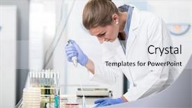  Presentation with research - PPT layouts enhanced with histology - research operator preparing samples background and a sky blue colored foreground