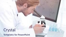  Presentation with histology - PPT layouts featuring histology - senior lab technician using microscope background and a sky blue colored foreground