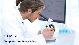  Presentation with histology - PPT theme having histology - senior lab technician using microscope background and a sky blue colored foreground