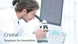  Presentation with histology - Presentation having histology - senior lab technician using microscope background and a sky blue colored foreground