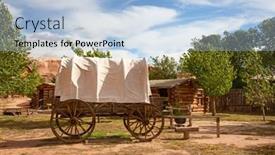  Presentation with wild wild west - PPT theme enhanced with historial-outpost-of-the-wild background and a light blue colored foreground