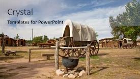  Presentation with wild wild west - Theme with historial-outpost-of-the-wild background and a light blue colored foreground