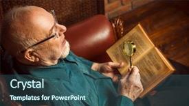  Presentation with holy quran old book - Presentation theme having historian - old intelligent man reading background and a ocean colored foreground