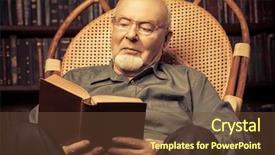  Presentation with old man - PPT theme having historian - old intelligent man reading background and a tawny brown colored foreground