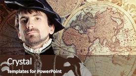  Presentation with costume - Beautiful slides featuring historian - portrait of a handsome man backdrop and a tawny brown colored foreground