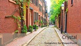  Presentation with hill - Cool new PPT layouts with historic acorn street at beacon backdrop and a soft green colored foreground